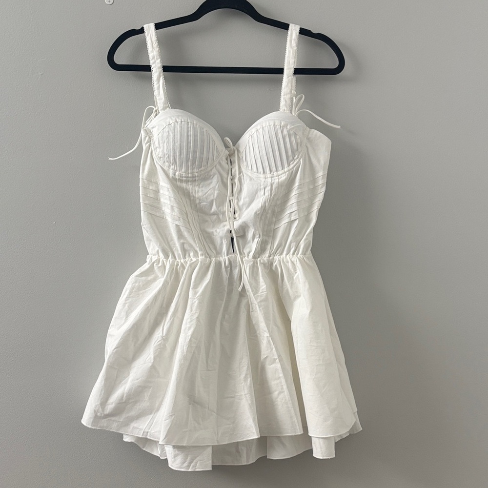 Fashion Nova White Lace-Up Chemise
